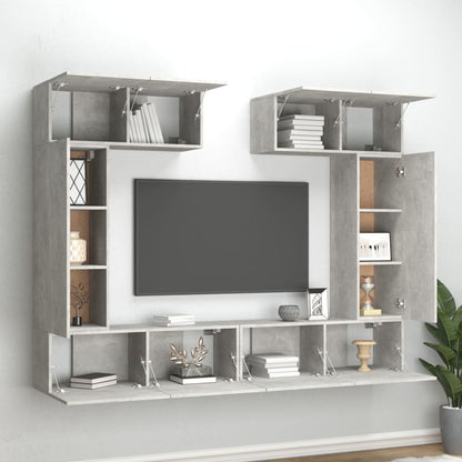 Set di Mobili Porta TV 6 pz Grigio Cemento in Legno Multistrato - homemem39