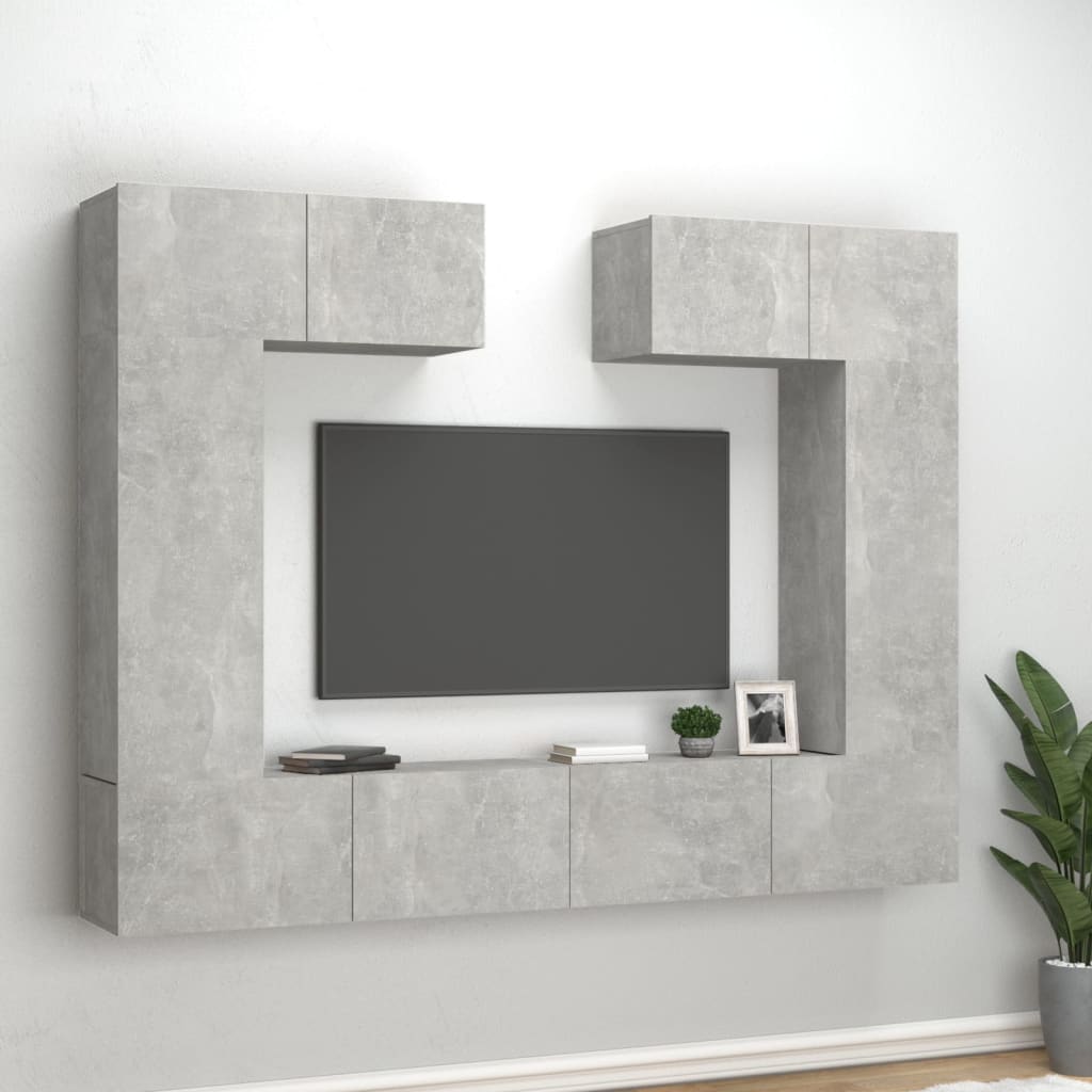 Set di Mobili Porta TV 6 pz Grigio Cemento in Legno Multistrato - homemem39