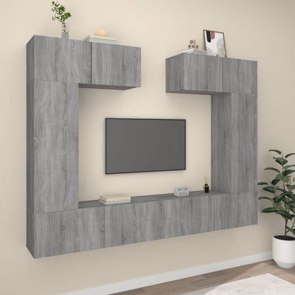 Set di Mobili Porta TV 6 pz Grigio Sonoma in Legno Multistrato - homemem39