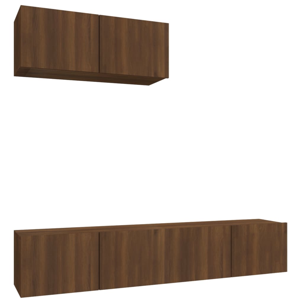 Set Mobili Porta TV 3 pz Rovere Marrone in Legno Multistrato - homemem39