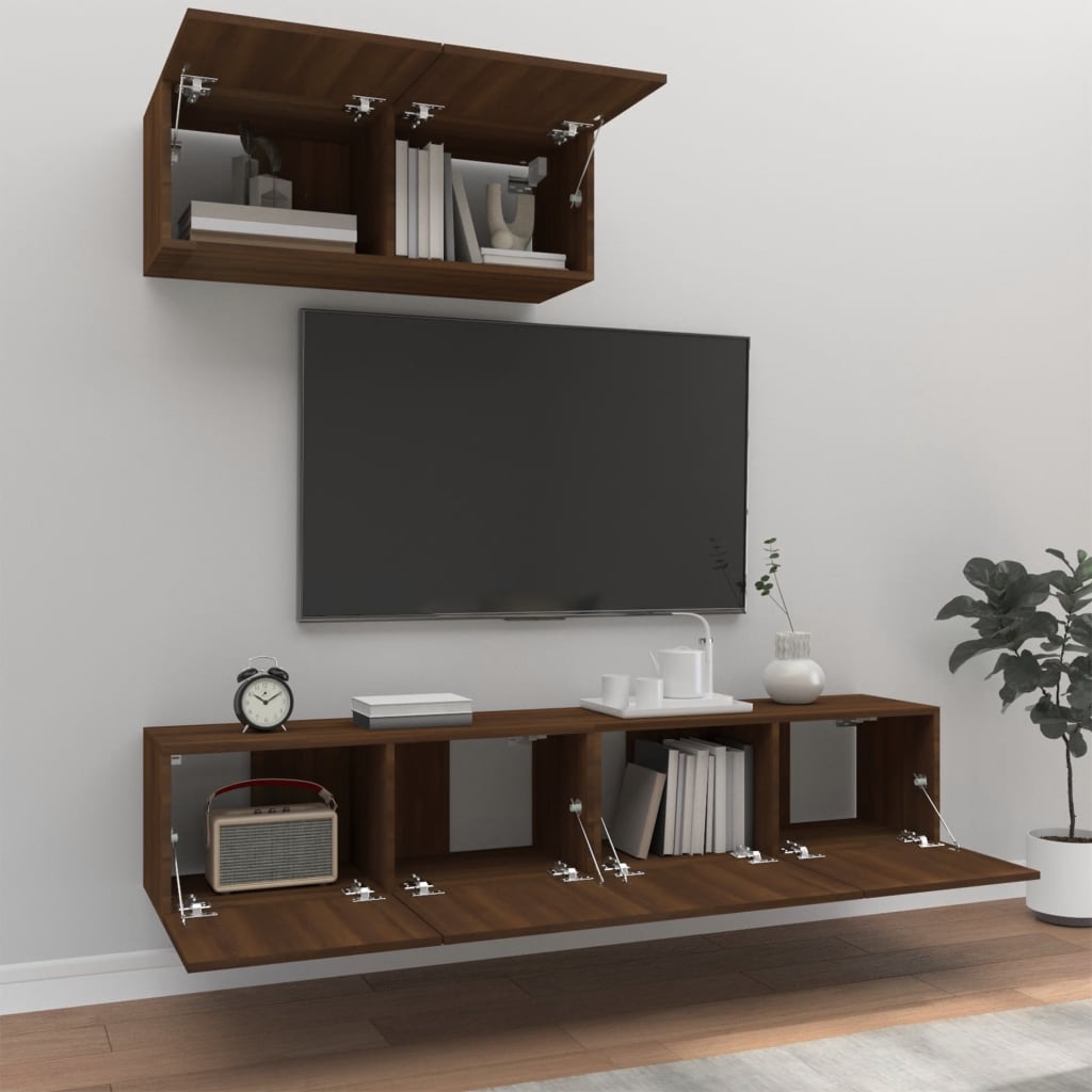 Set Mobili Porta TV 3 pz Rovere Marrone in Legno Multistrato - homemem39