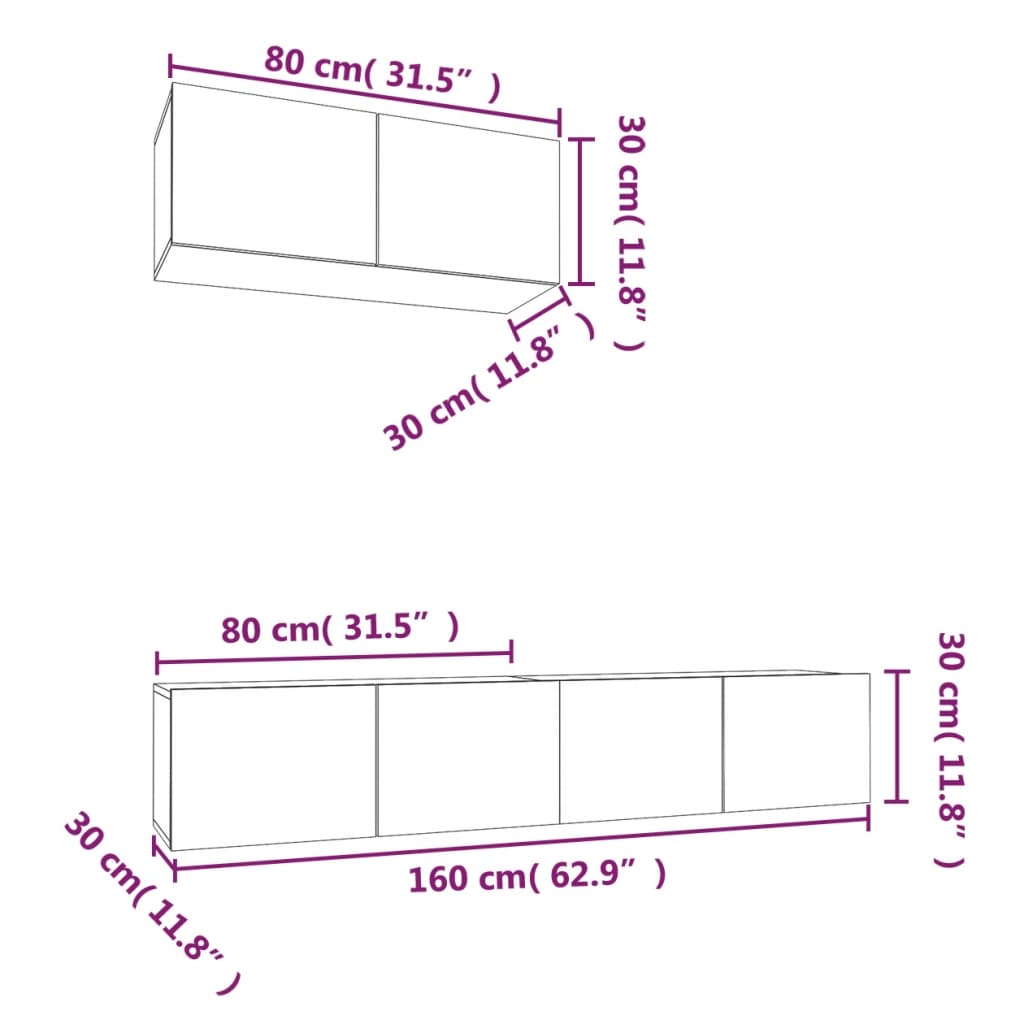 Set Mobili Porta TV 3 pz Rovere Marrone in Legno Multistrato - homemem39