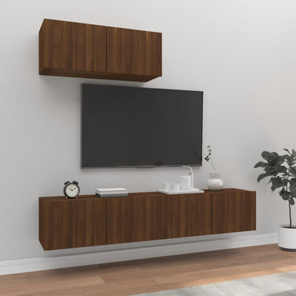 Set Mobili Porta TV 3 pz Rovere Marrone in Legno Multistrato - homemem39