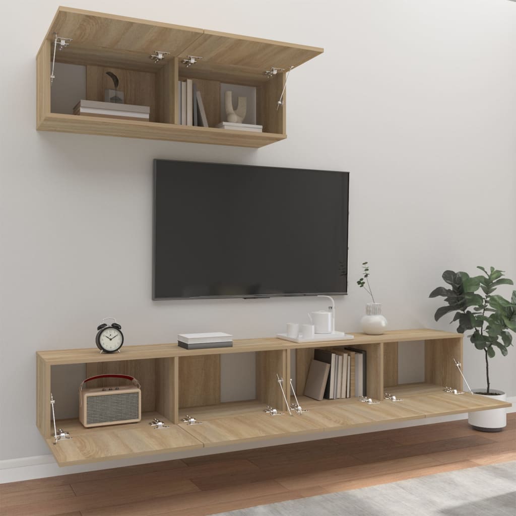 Set di Mobili Porta TV 3 pz Rovere Sonoma in Legno Multistrato - homemem39