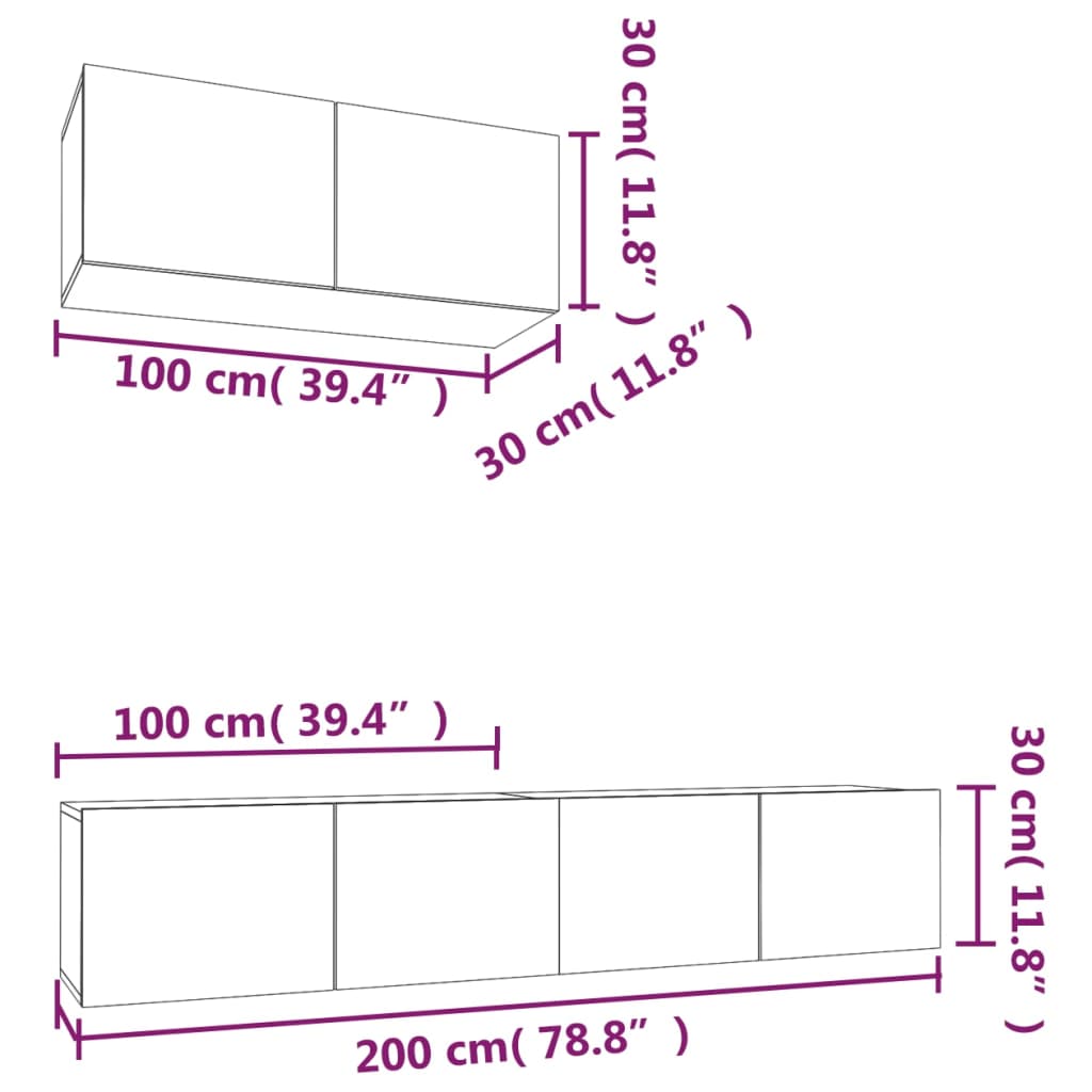 Set di Mobili Porta TV 3 pz Rovere Sonoma in Legno Multistrato - homemem39