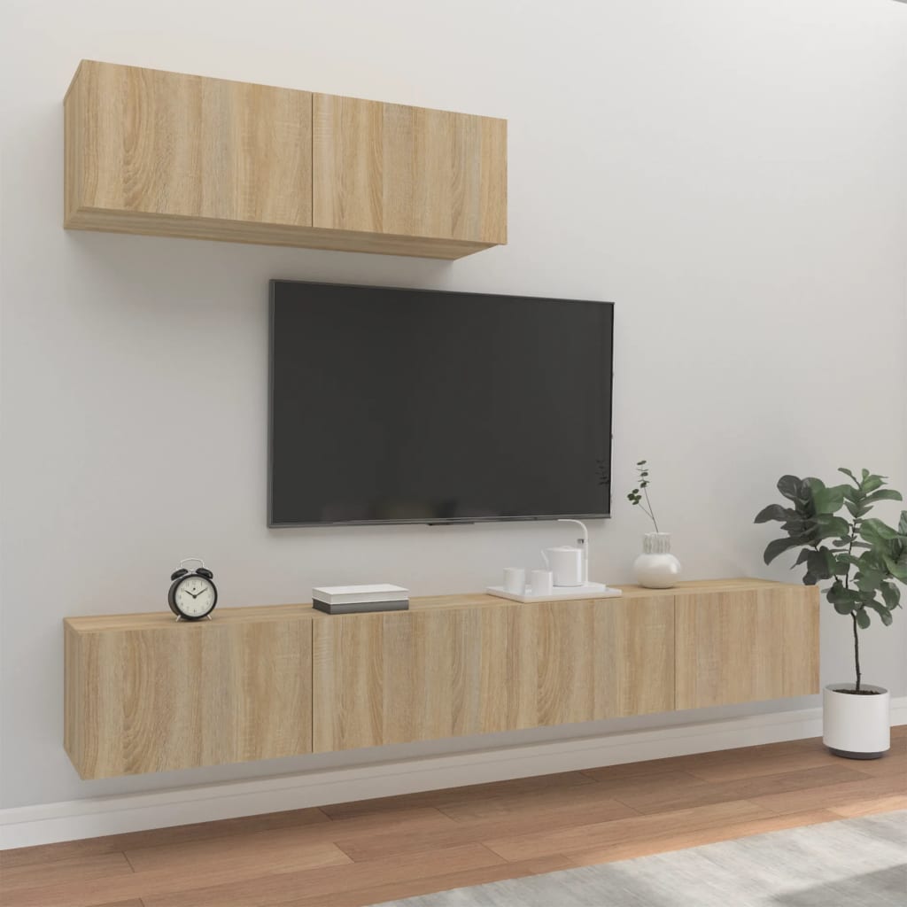 Set di Mobili Porta TV 3 pz Rovere Sonoma in Legno Multistrato - homemem39