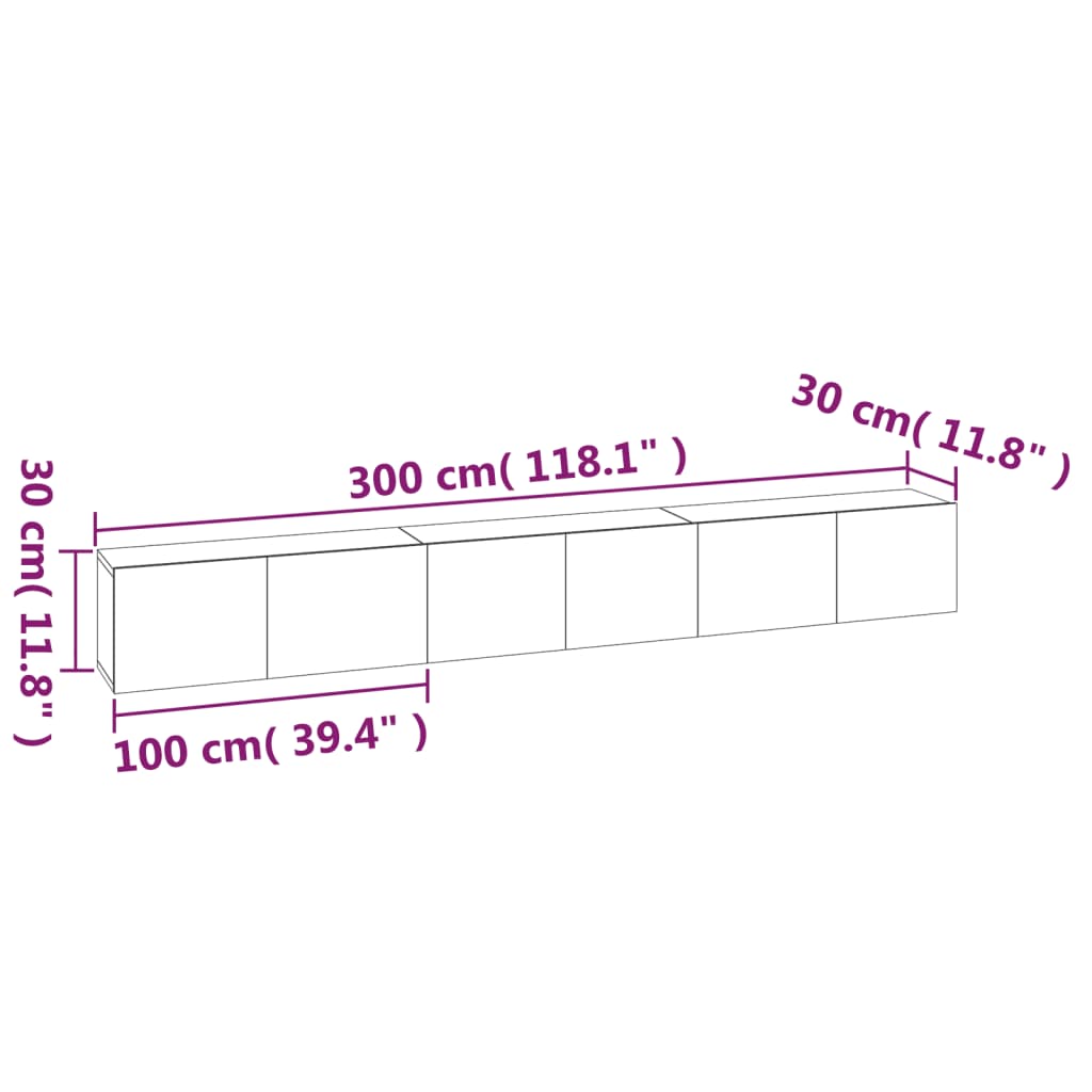 Set Mobili Porta TV 3 pz Rovere Fumo in Legno Multistrato - homemem39