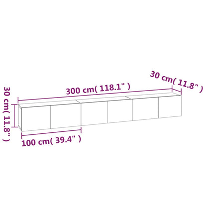 Set Mobili Porta TV 3 pz Rovere Fumo in Legno Multistrato