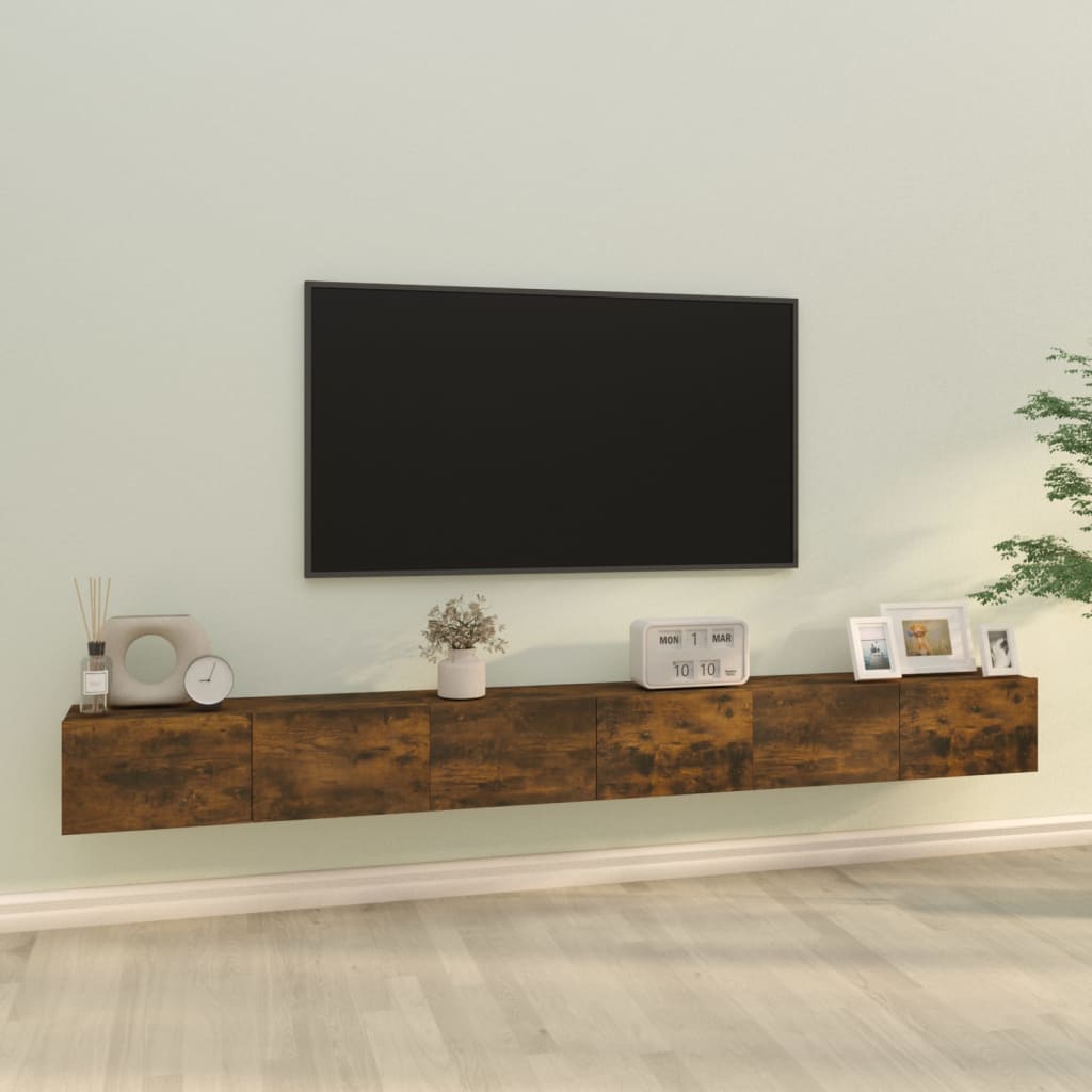 Set Mobili Porta TV 3 pz Rovere Fumo in Legno Multistrato - homemem39