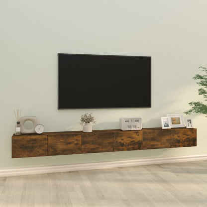 Set Mobili Porta TV 3 pz Rovere Fumo in Legno Multistrato