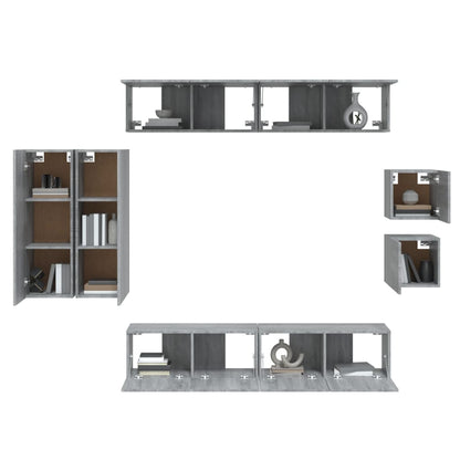 Set Mobili Porta TV 8pz Grigio Sonoma in Legno Multistrato - homemem39