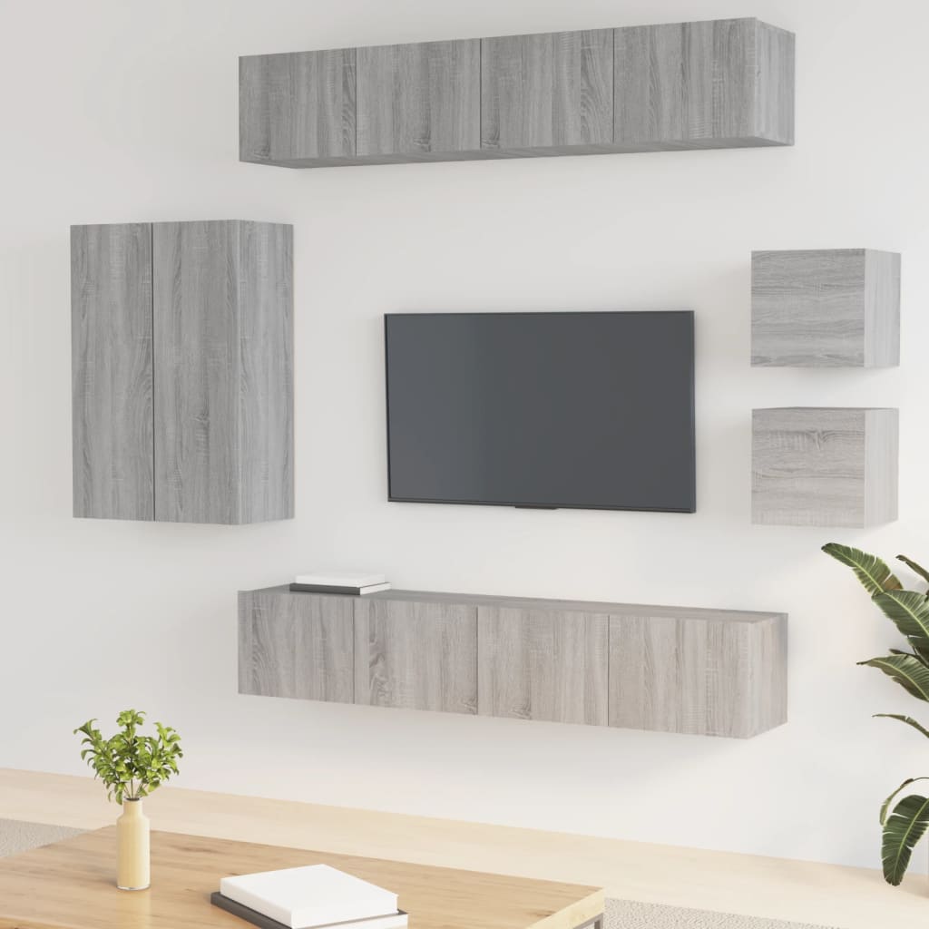 Set Mobili Porta TV 8pz Grigio Sonoma in Legno Multistrato - homemem39