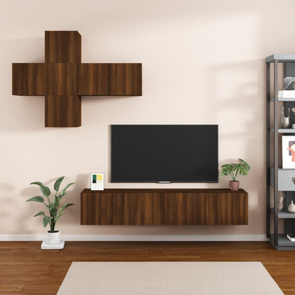 Set di Mobili Porta TV 7 pz Rovere Marrone in Legno Multistrato - homemem39