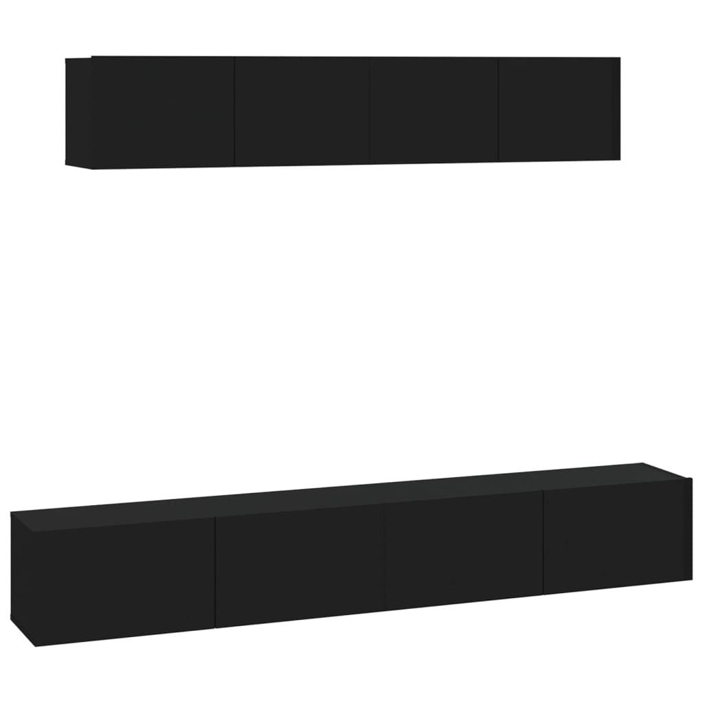 Set Mobili Porta TV 4 pz Nero in Legno Multistrato - homemem39