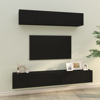 Set Mobili Porta TV 4 pz Nero in Legno Multistrato - homemem39