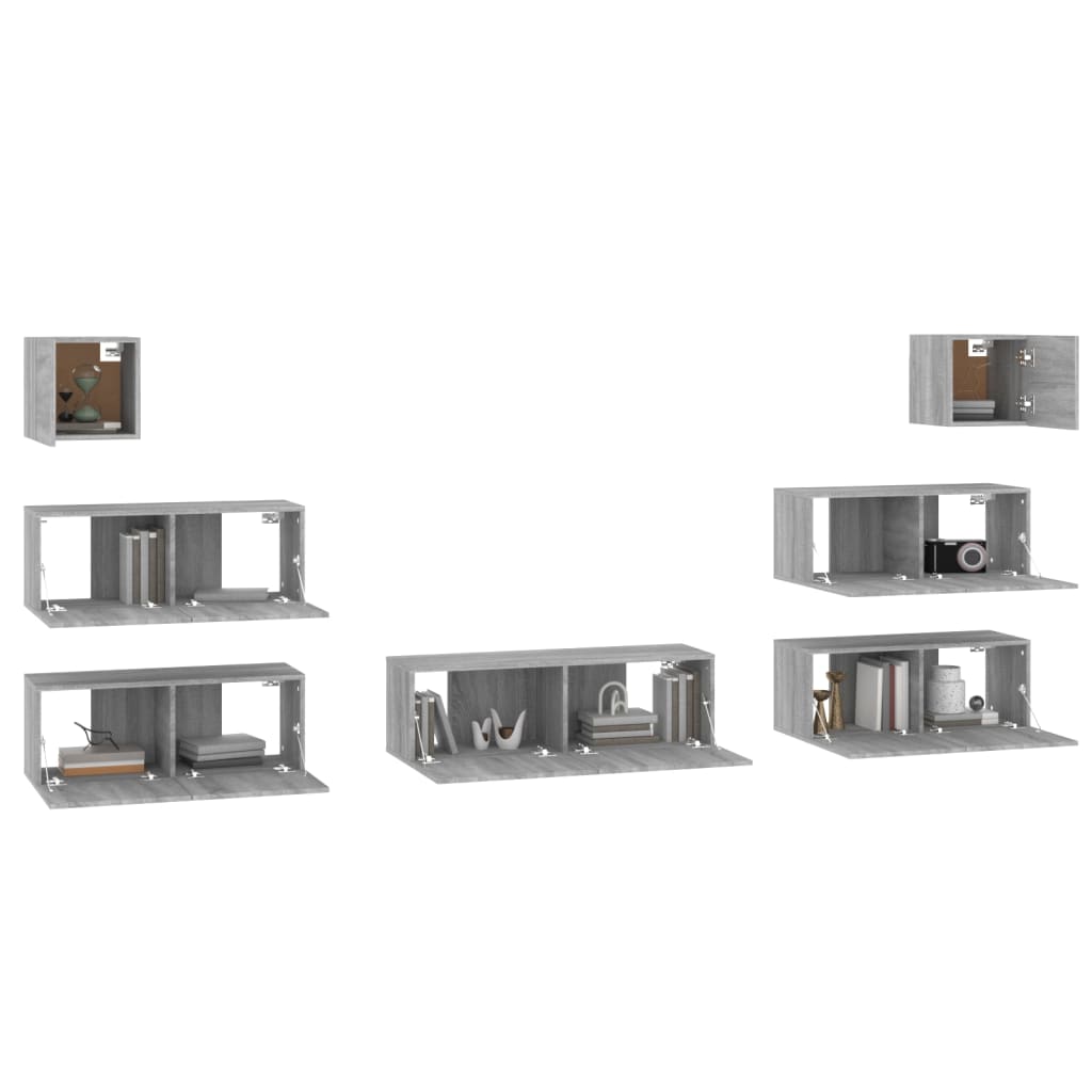 Set di Mobili Porta TV 7 pz Grigio Sonoma in Legno Multistrato - homemem39