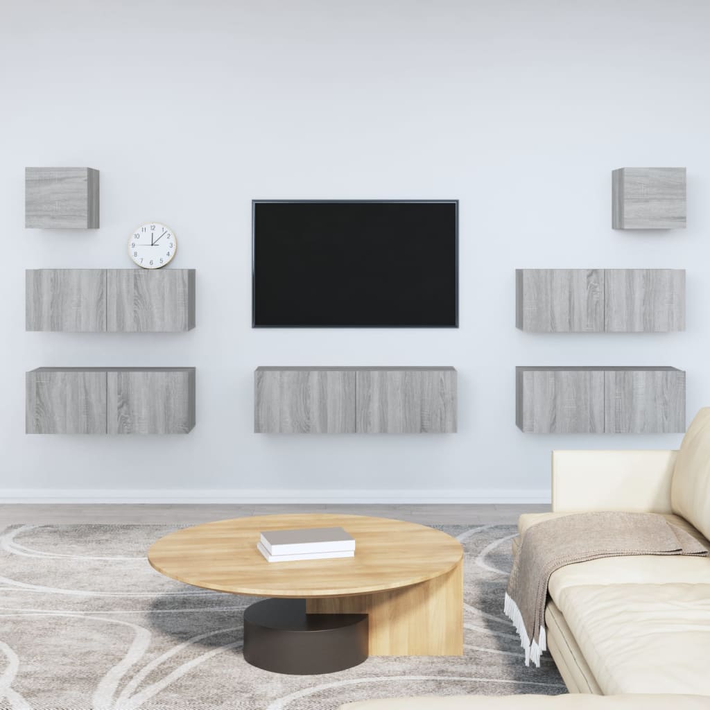 Set di Mobili Porta TV 7 pz Grigio Sonoma in Legno Multistrato - homemem39