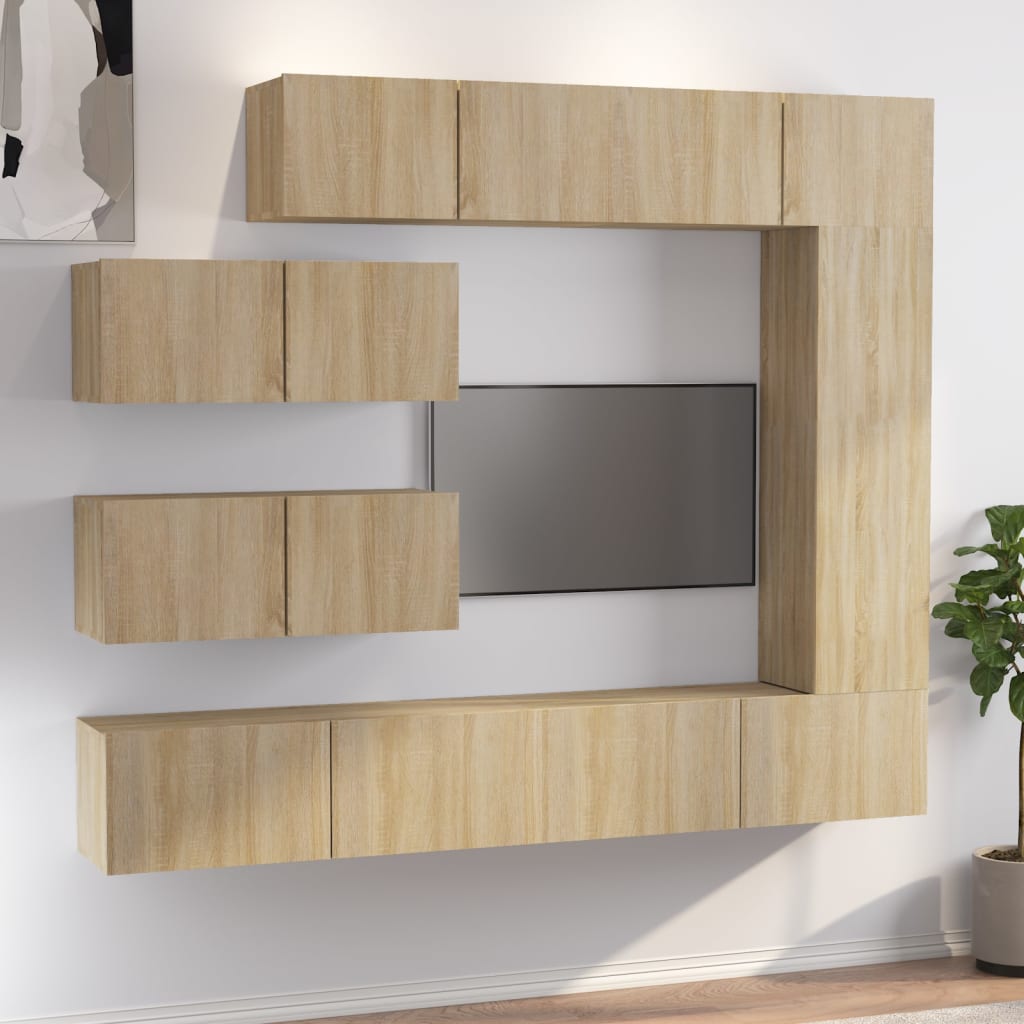 Set di Mobili Porta TV 7 pz Rovere Sonoma in Legno Multistrato - homemem39