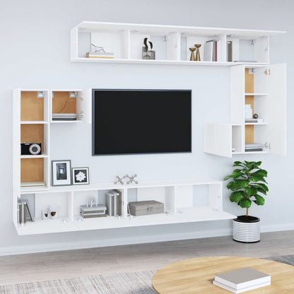 Mobile Porta TV a Parete Bianco in Legno Multistrato - homemem39