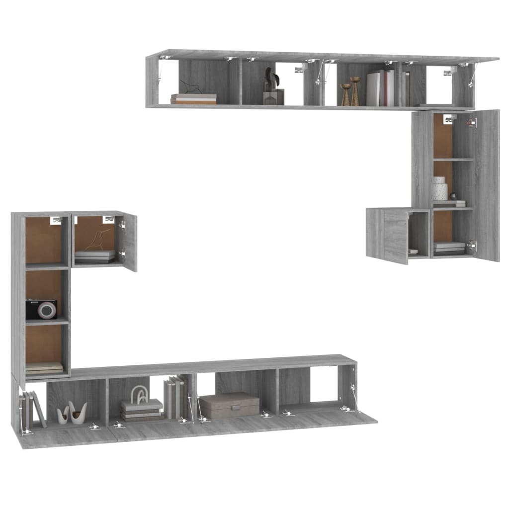 Mobile Porta TV a Parete Grigio Sonoma in Legno Multistrato - homemem39