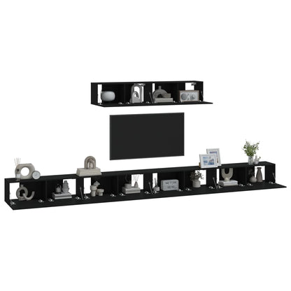 Set Mobili Porta TV 6 pz Nero in Legno Multistrato