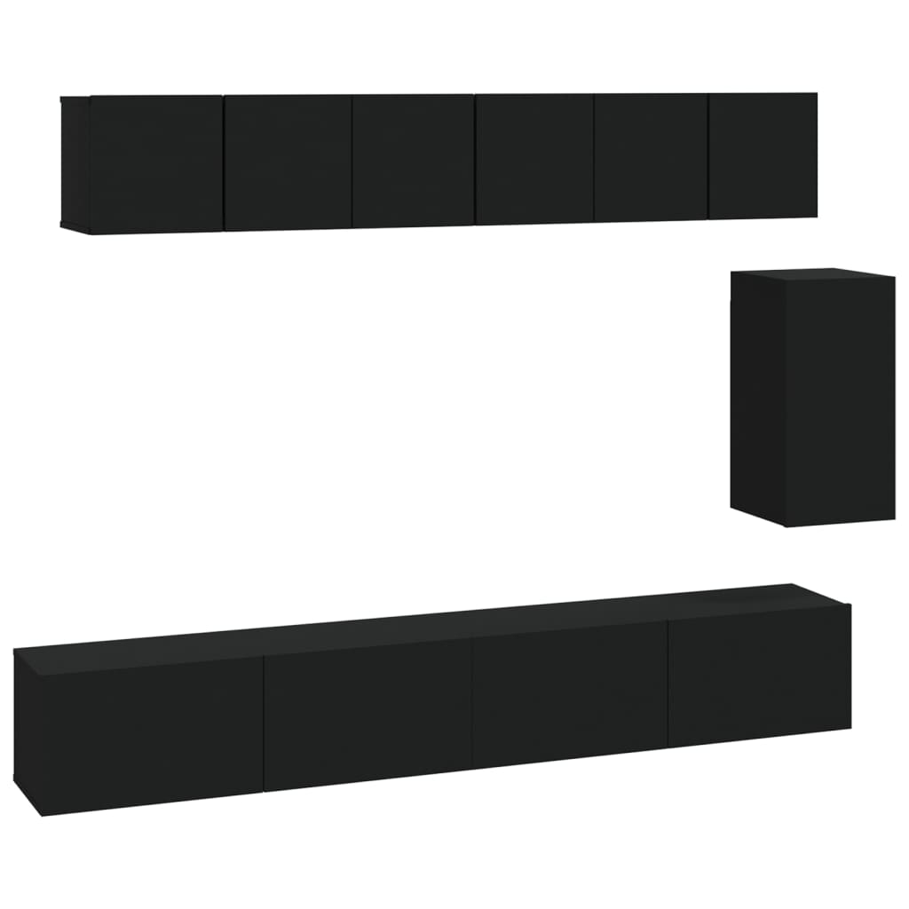 Set Mobili Porta TV 6 pz Nero in Legno Multistrato - homemem39