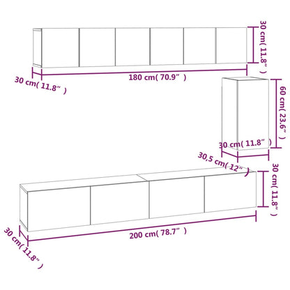 Set Mobili Porta TV 6 pz Nero in Legno Multistrato