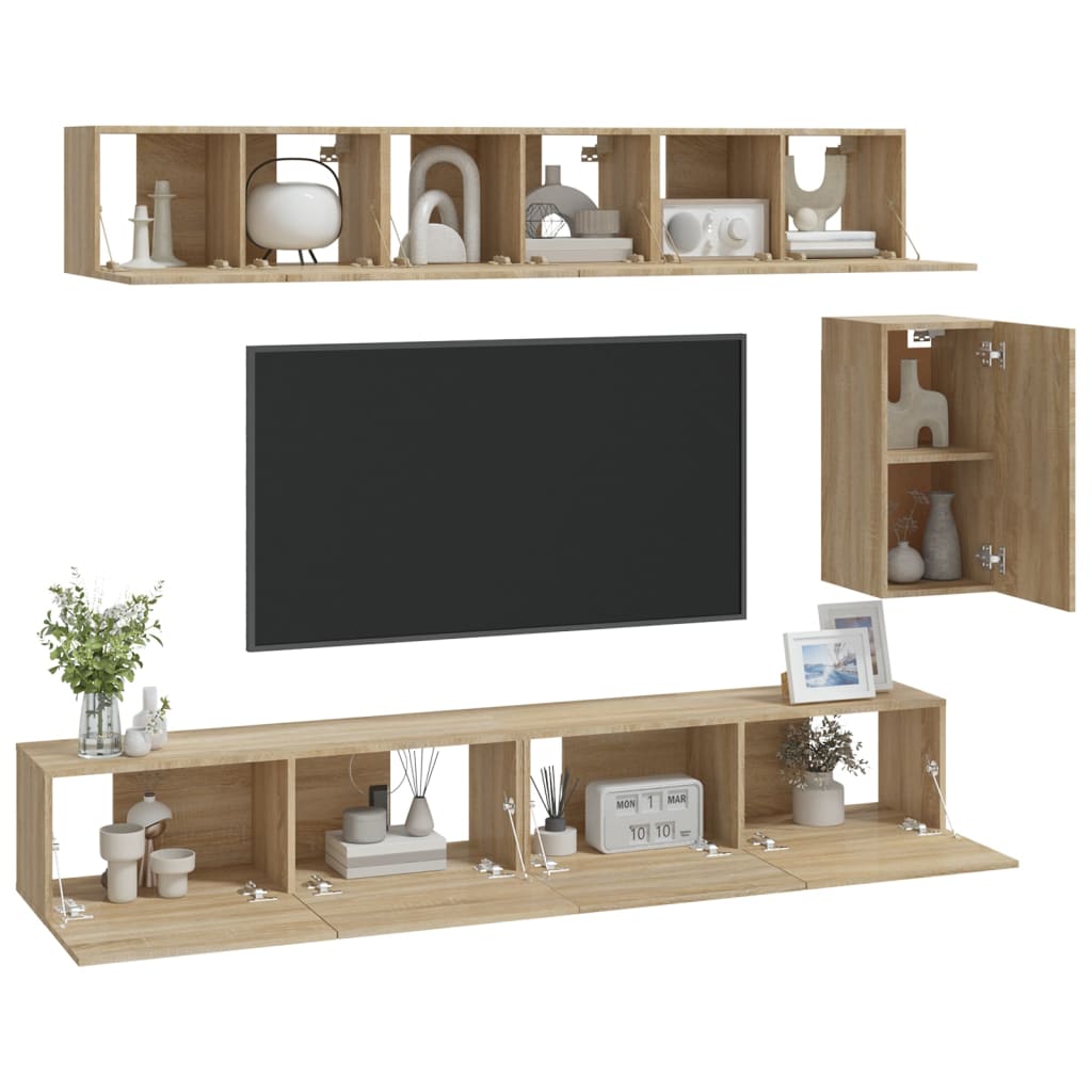 Set di Mobili Porta TV 6 pz Rovere Sonoma in Legno Multistrato - homemem39