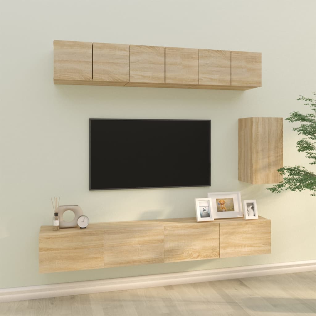 Set di Mobili Porta TV 6 pz Rovere Sonoma in Legno Multistrato - homemem39