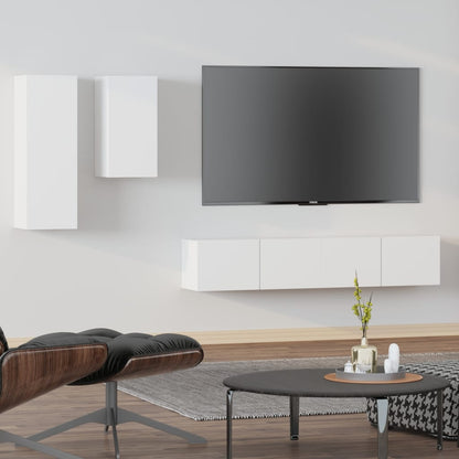 Set di Mobili Porta TV 4 pz Bianco in Legno Multistrato - homemem39