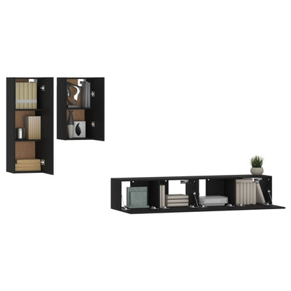 Set Mobili Porta TV 4 pz Nero in Legno Multistrato - homemem39