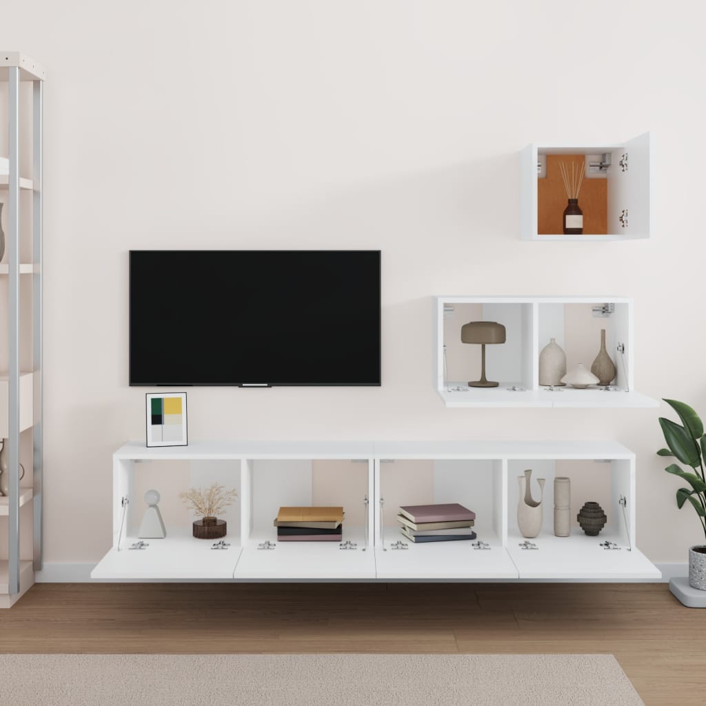 Set di Mobili Porta TV 4 pz Bianco in Legno Multistrato - homemem39