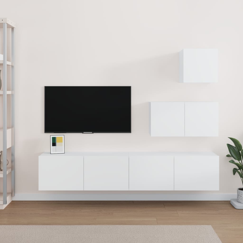 Set di Mobili Porta TV 4 pz Bianco in Legno Multistrato - homemem39