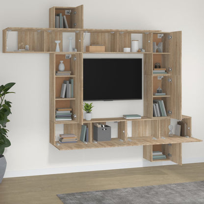 Set Mobili Porta TV 9 pz Rovere Sonoma in Legno Multistrato