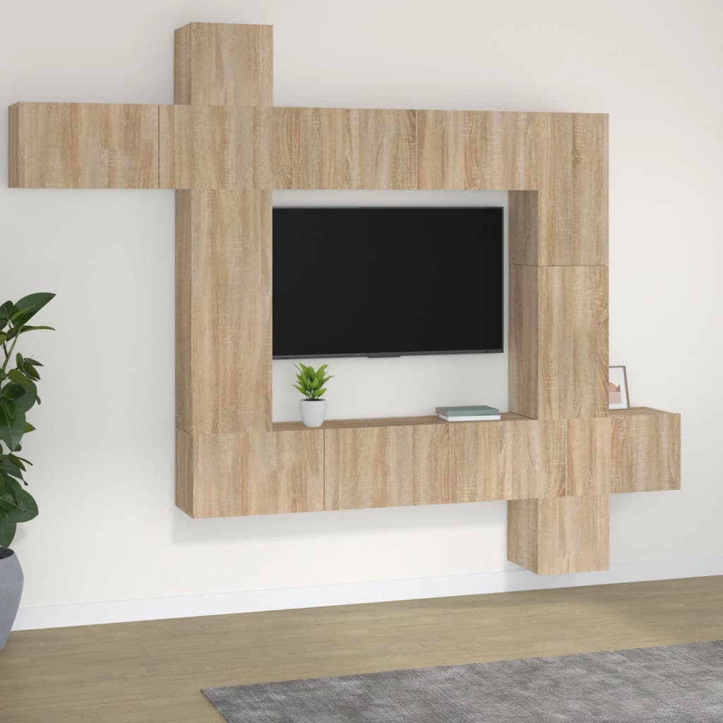 Set Mobili Porta TV 9 pz Rovere Sonoma in Legno Multistrato - homemem39