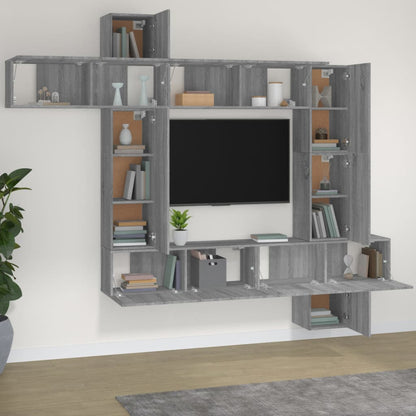 Set di Mobili Porta TV 9 pz Grigio Sonoma in Legno Multistrato - homemem39