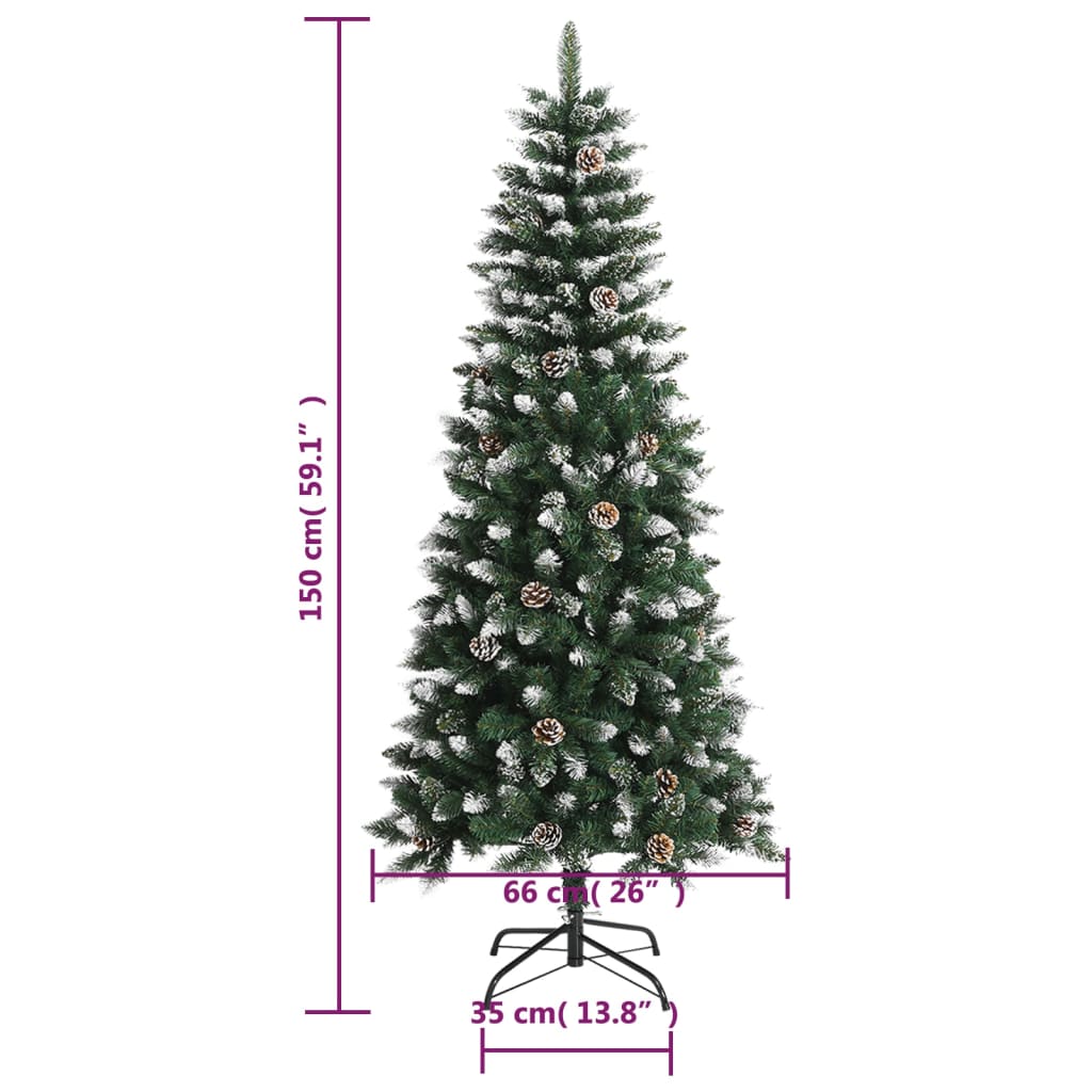 Albero di Natale Artificiale con Base Verde 150 cm PVC