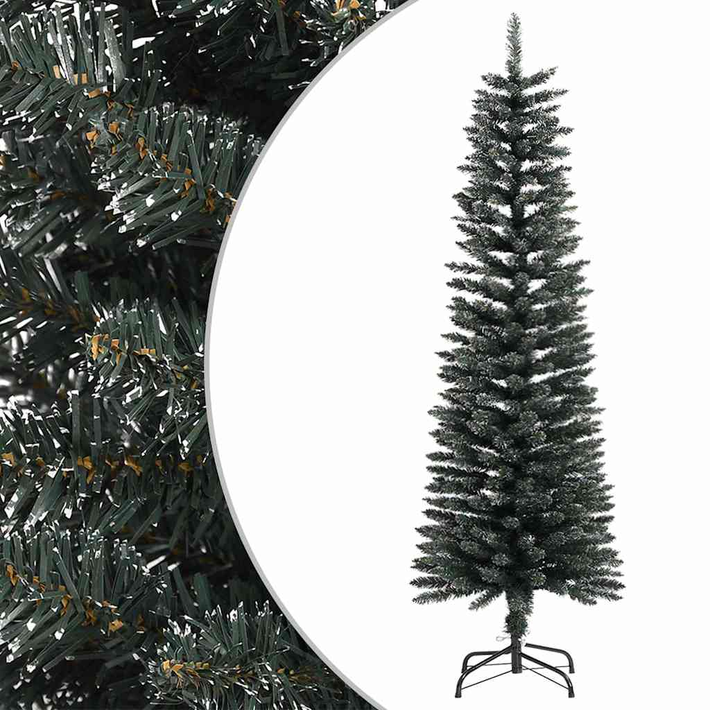 Albero di Natale Artificiale Sottile con Base Verde 150 cm PVC