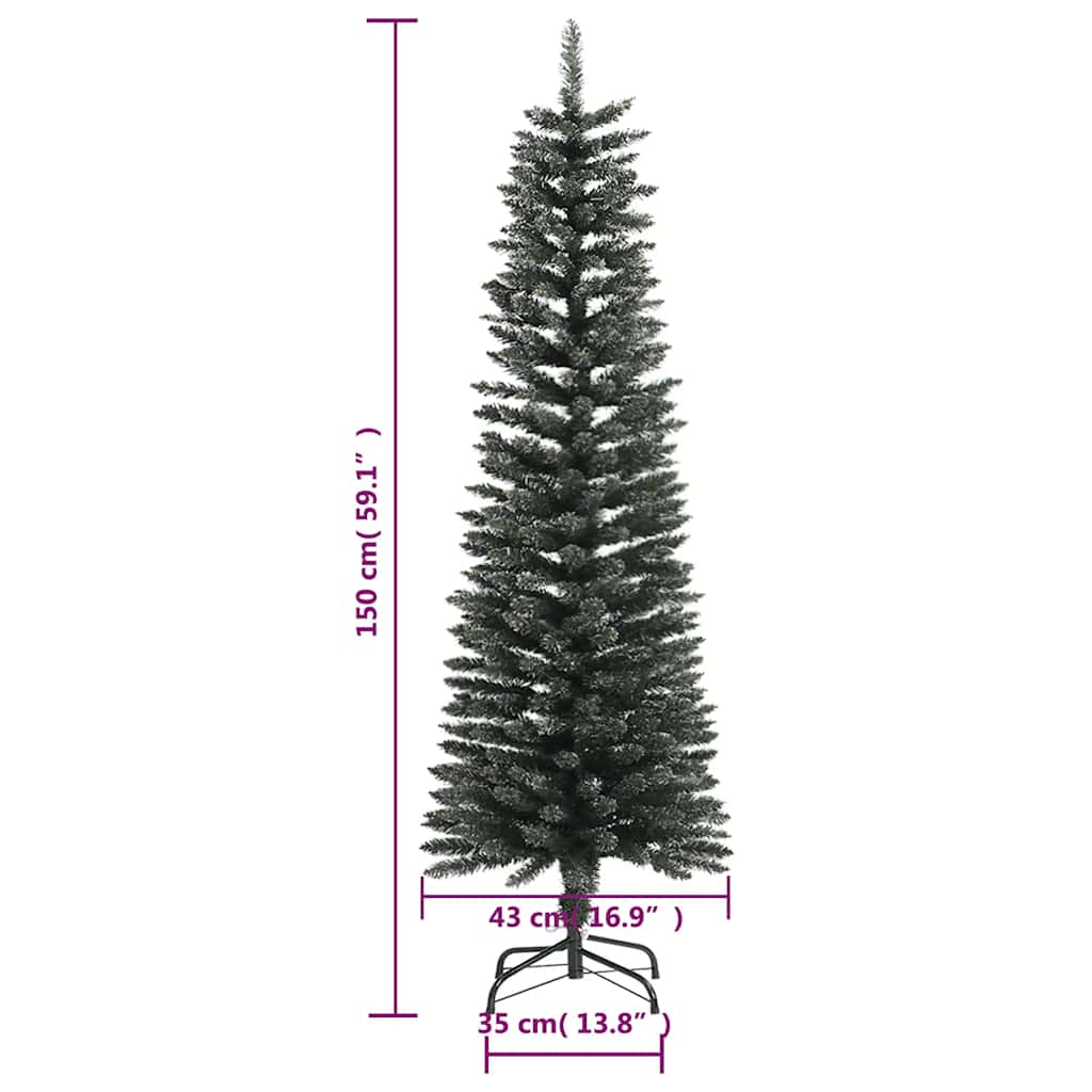 Albero di Natale Artificiale Sottile con Base Verde 150 cm PVC