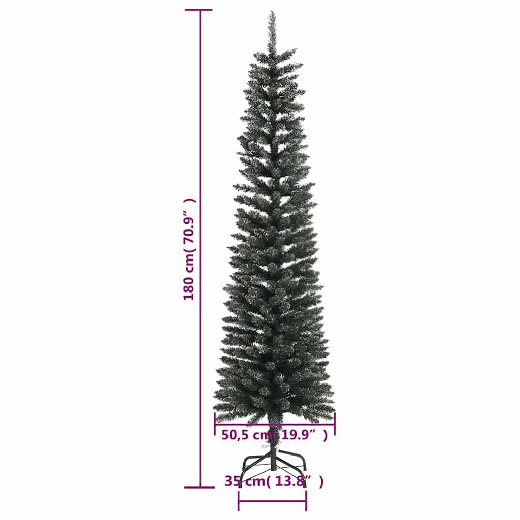 Albero di Natale Artificiale Sottile con Base Verde 180 cm PVC - homemem39