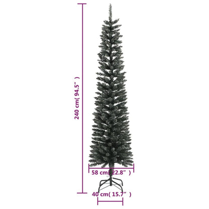 Albero di Natale Artificiale Sottile con Base Verde 240 cm PVC - homemem39