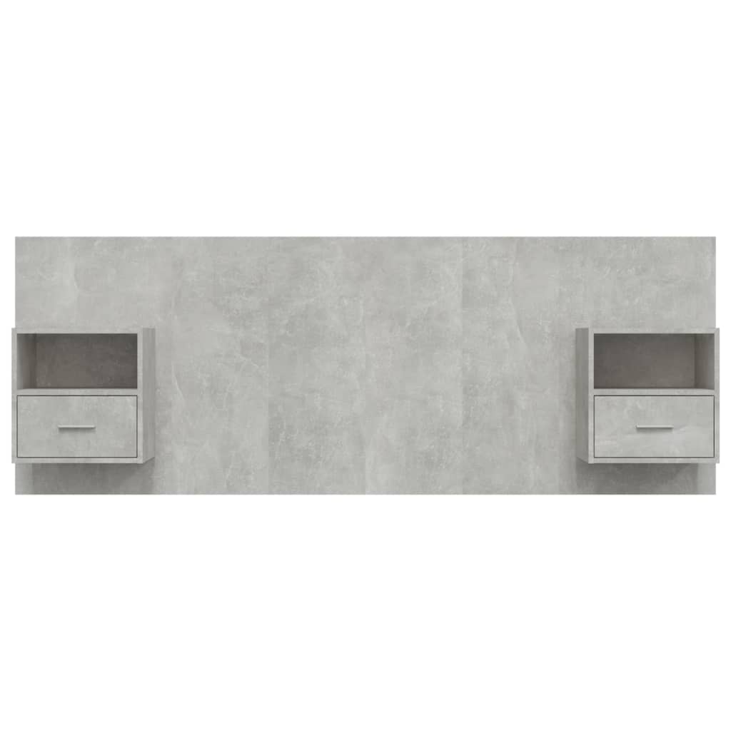 Testiera Letto con Comodini in Legno Multistrato Grigio Cemento - homemem39