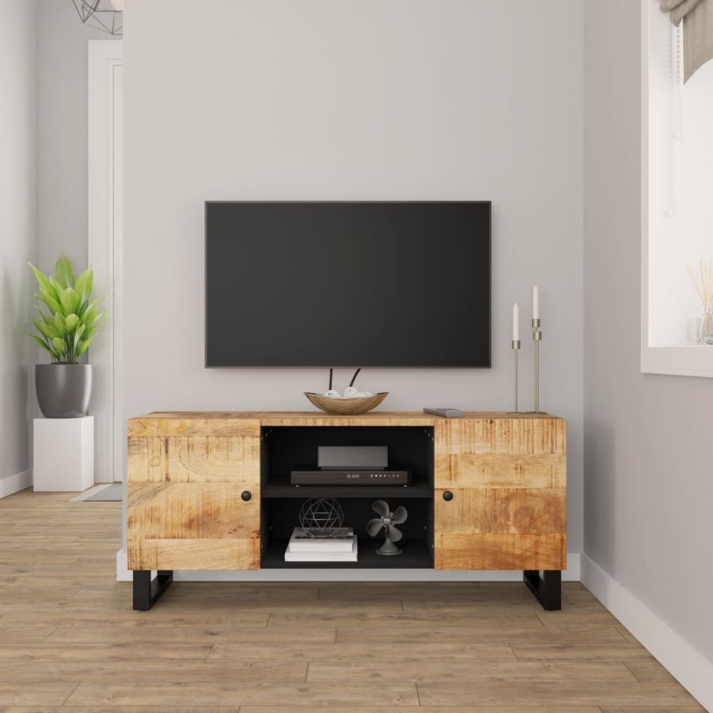 Mobile Porta TV 105x33x46cm in Legno Massello di Mango - homemem39