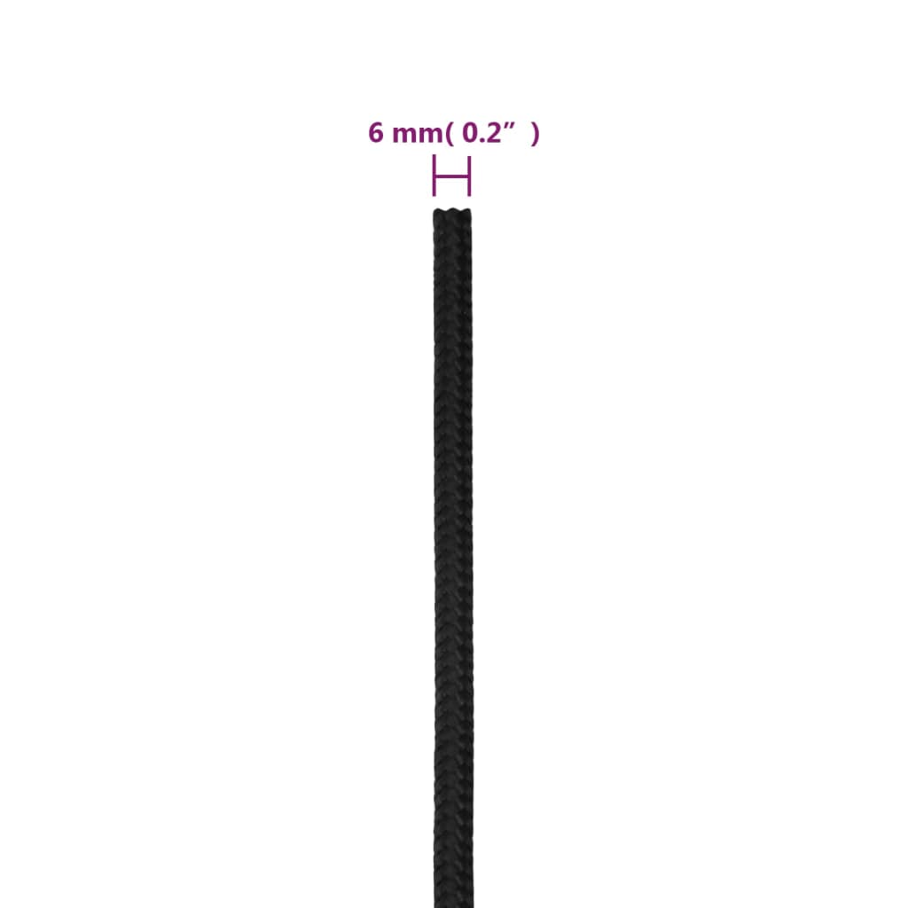 Corda per barca Completamente Nera 6 mm 50 m in Polipropilene - homemem39