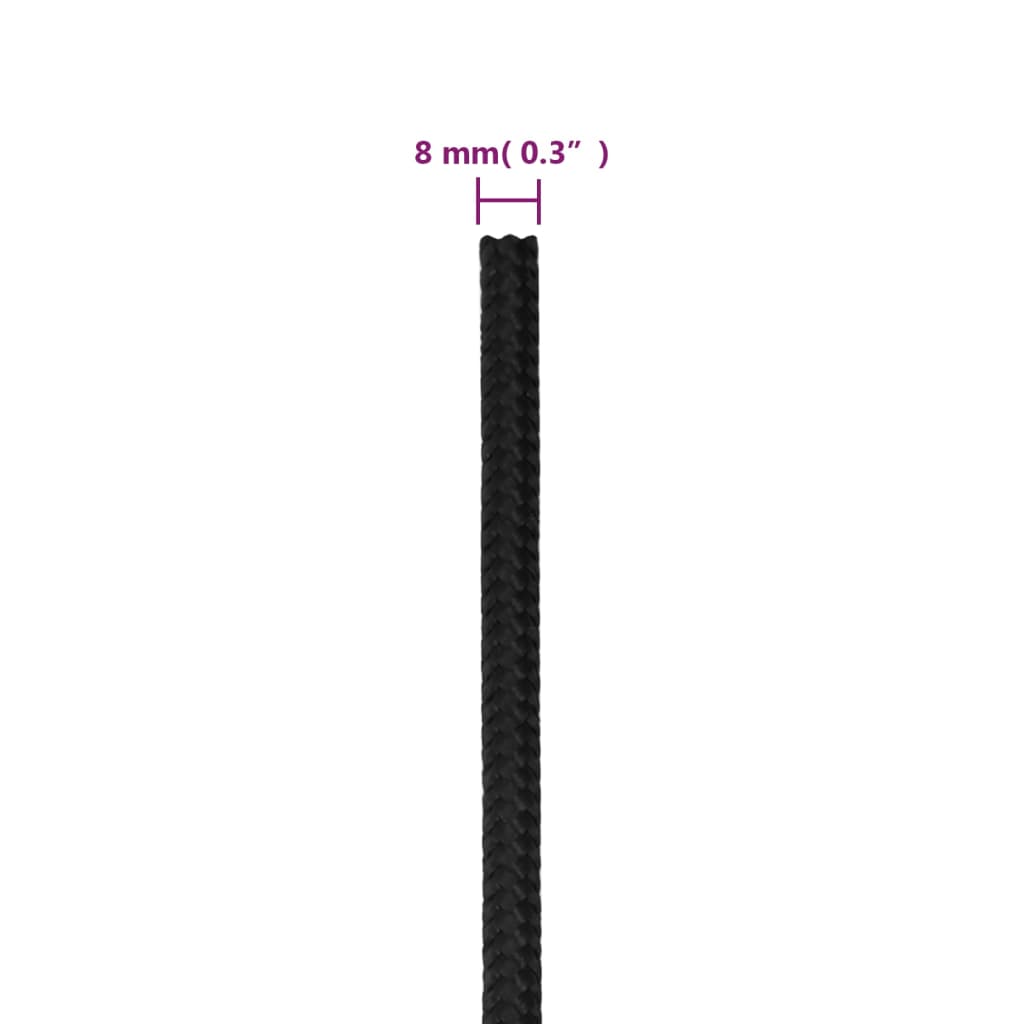 Corda per barca Completamente Nera 8 mm 50 m in Polipropilene - homemem39