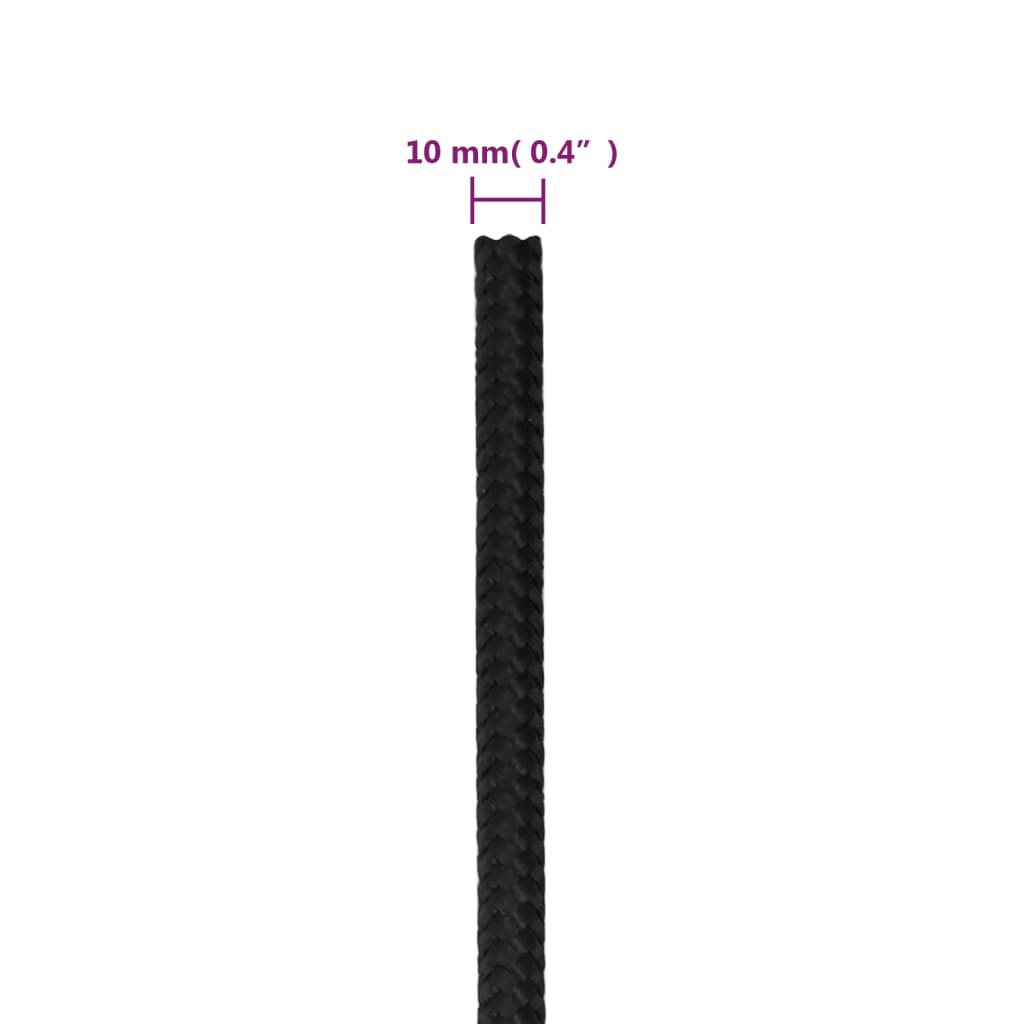 Corda per barca Completamente Nera 10 mm 50 m in Polipropilene - homemem39