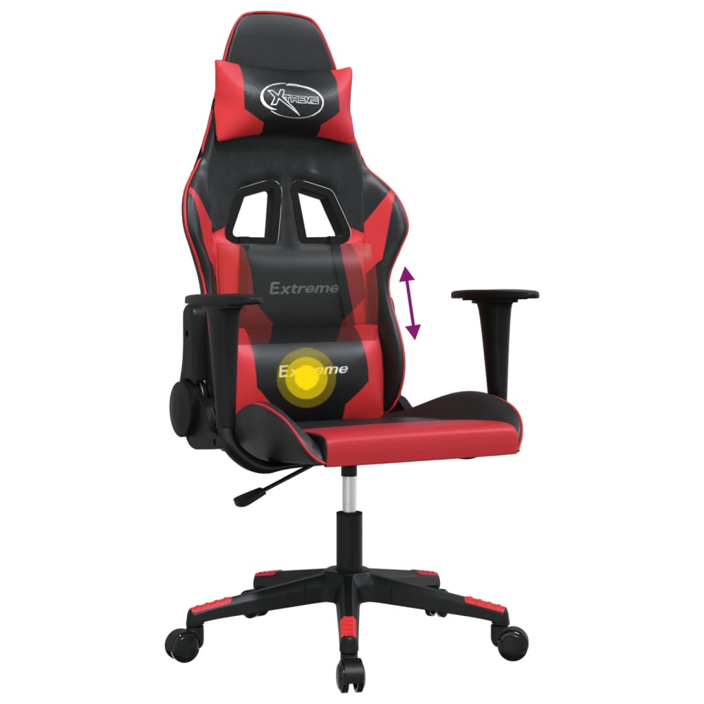 Sedia da Gaming Massaggiante Rosso e Nero in Similpelle - homemem39