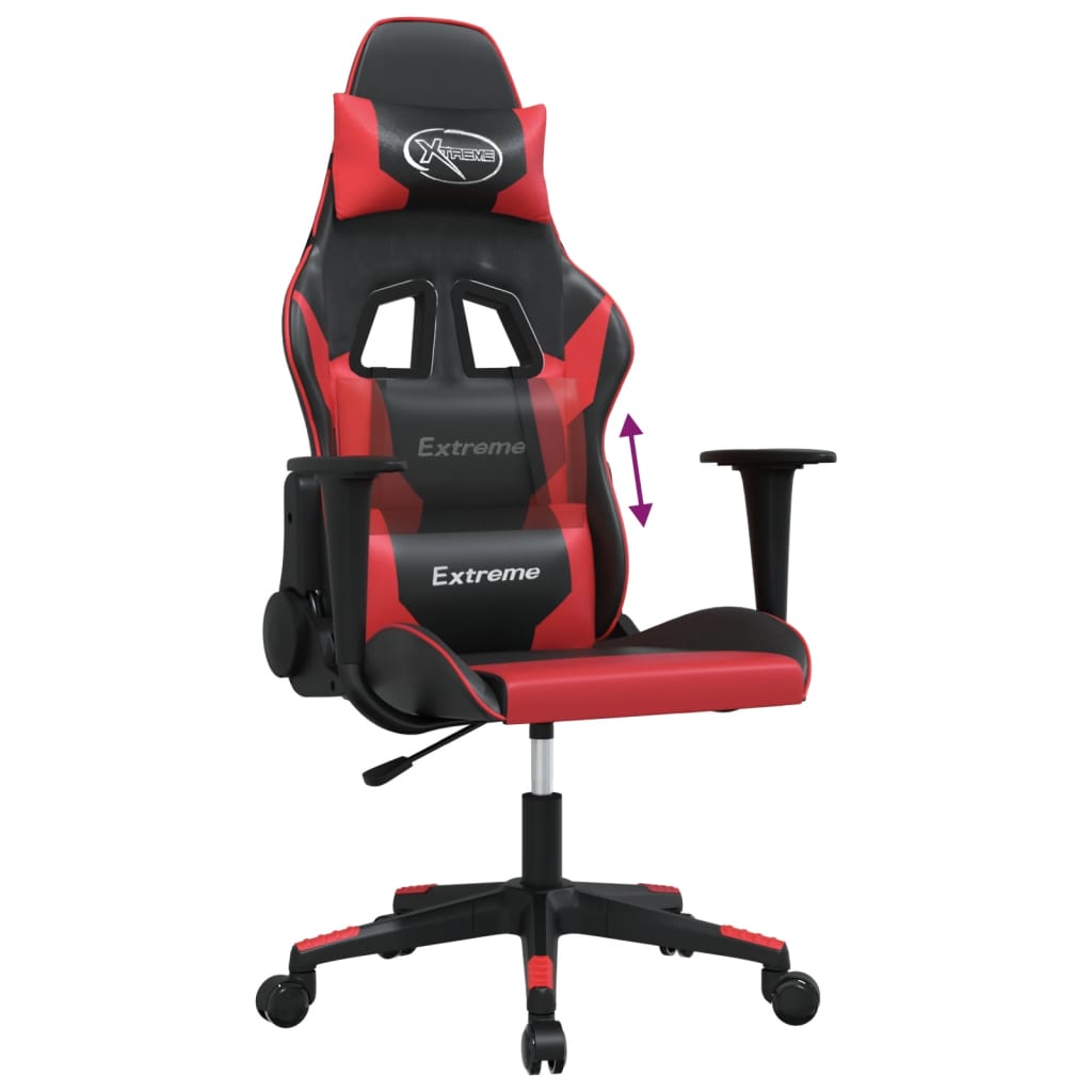 Sedia da Gaming Massaggiante Rosso e Nero in Similpelle - homemem39