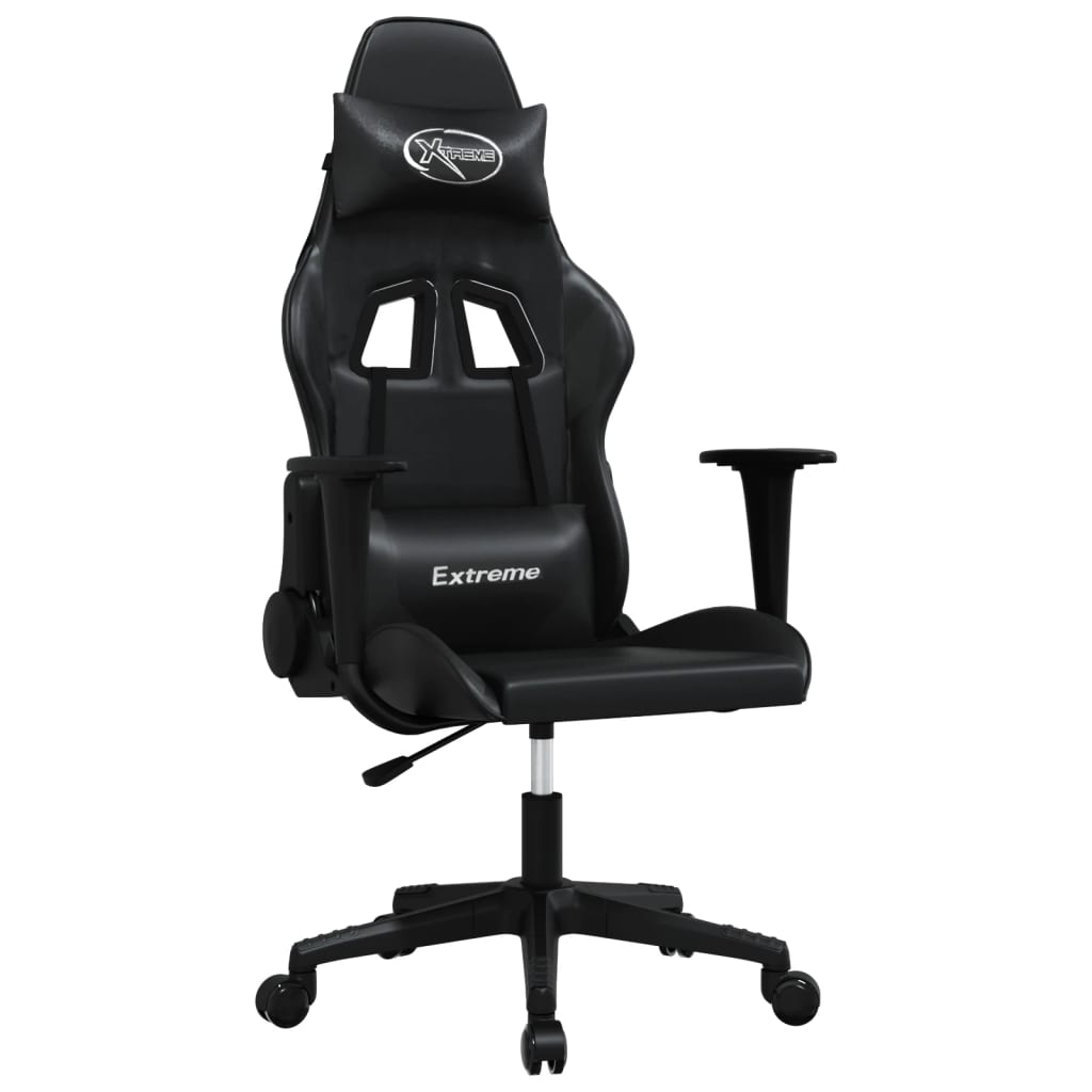 Sedia da Gaming Massaggiante Nera in Similpelle - homemem39