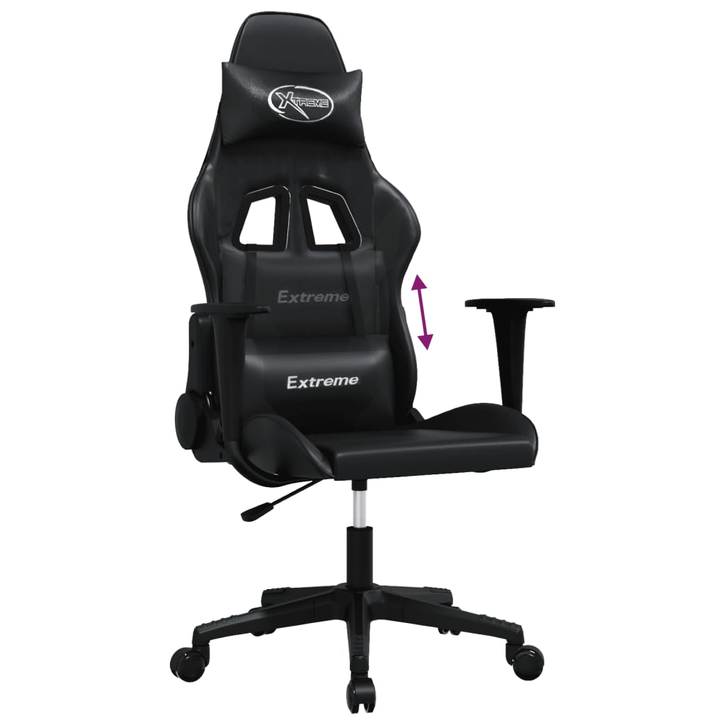 Sedia da Gaming Massaggiante Nera in Similpelle - homemem39